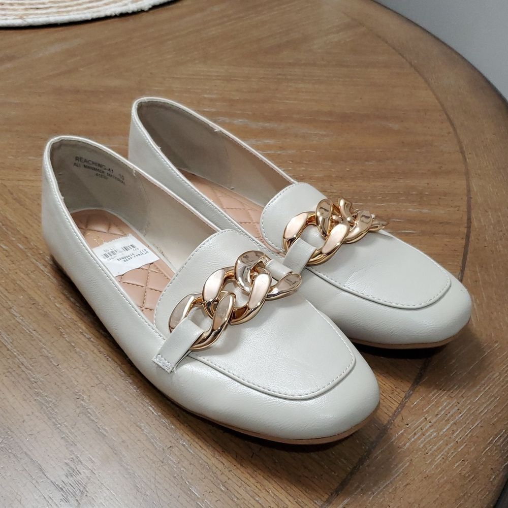 Bamboo Women’s Ivory Loafer, Rose Gold Accent, Size 10/40